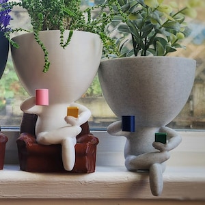 People Coffee and Phone Planter  | Relaxed Pose Drinking Coffee Succulent Planter | Coffee Lovers gift idea | Coffee Table Decoration