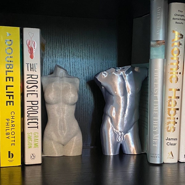 Female and Male Torso Bookends | Man and Woman Statue Decor | Greek Diadumenos