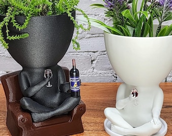 Cross Legged Sitting People Wine Planter - Wine Lover | Wine Gift