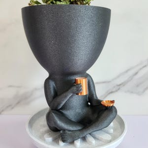 Coffee Planter Sitting Cross leg with Saucer Plate  | Coffee Bar Décor | Coffee Lovers gift idea | Cute Coffee Gift