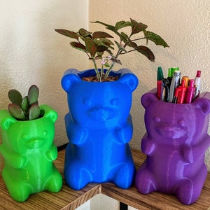 Gummy Bear Planter Pot / Pen Pencil Holder, Teddy Bear Desk Pot, Office Supply Organizer, Adorable Desk Decor