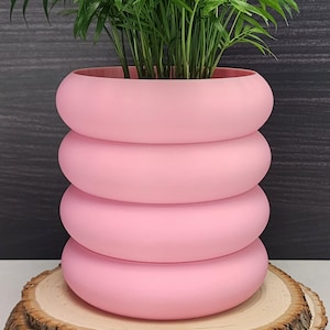 Light Pink Bubble Ring Planter Pot With Optional Hidden Drip tray bottom