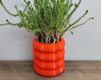 Orange Bubble Ring Planter Pot With Optional Hidden Drip tray bottom