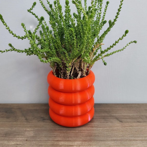 Orange Bubble Ring Planter Pot With Optional Hidden Drip tray bottom