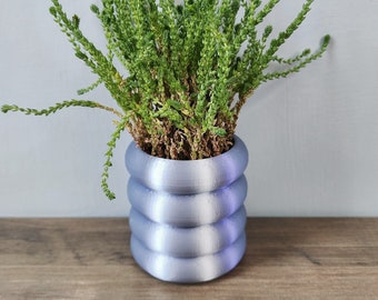 Silver Bubble Ring Planter Pot With Optional Hidden Drip tray bottom