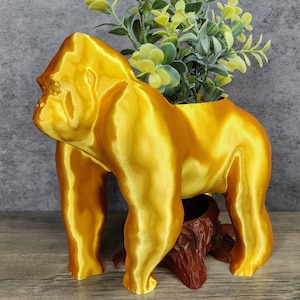 Maceta de gorila con bandeja de goteo opcional para tocón de árbol / Maceta harambe / Maceta para animales