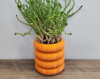 Burnt Orange Bubble Ring Planter Pot With Optional Hidden Drip tray bottom