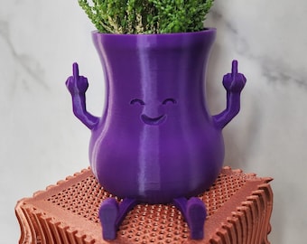 ハッピーなダブルミドルフィンガープランターピープル | 多肉植物プランター | ギャグギフトポット | 面白いプランター | カップルへのギフト | かわいいスタイルのプランター