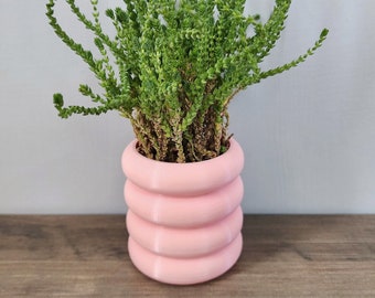 Light Pink Bubble Ring Planter Pot With Optional Hidden Drip tray bottom