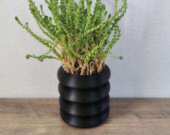 Black Bubble Ring Planter Pot With Optional Hidden Drip tray bottom