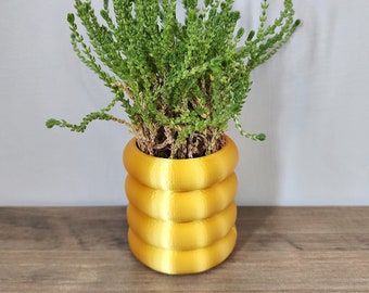 Gold Bubble Ring Planter Pot With Optional Hidden Drip tray bottom