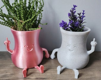 Cheeky Middle Finger Planter People | Succulent planter | Gag Gift Pot | Funny Planter | Gift for couples | Kawaii Style Planter