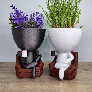 Jardinière à café People | Jardinière succulente de style décontracté pour boire du café | Idée cadeau pour les amateurs de café | Idée cadeau pour les amateurs de thé