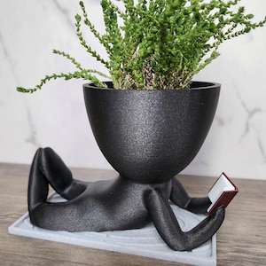 Laying People Planter Book Reader with Crossed Legs  | Relaxed Pose with a good book | Succulent planter | Book Nook  | Book Club Gift
