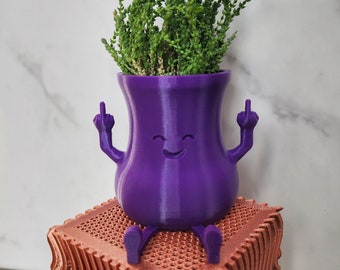Happy Double Middle Finger Planter People | Succulent planter | Gag Gift Pot | Funny Planter | Gift for couples | Kawaii Style Planter