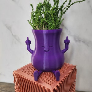 Happy Double Middle Finger Planter People | Succulent planter | Gag Gift Pot | Funny Planter | Gift for couples | Kawaii Style Planter