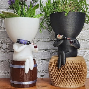 People Wine Planter - Relaxed Pose, Optional Barrel/Chair Tray | Wine Gift | Wine Lovers gift