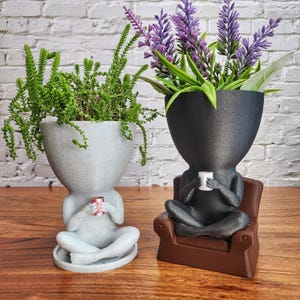 Coffee Drinker Planter Sitting Cross leg | Coffee Bar Décor | Coffee Lovers gift idea | College dorm gift Idea | Cute Coffee Gift