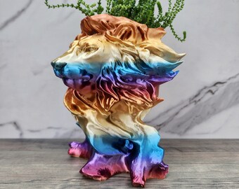 Lions Head Planter on Driftwood