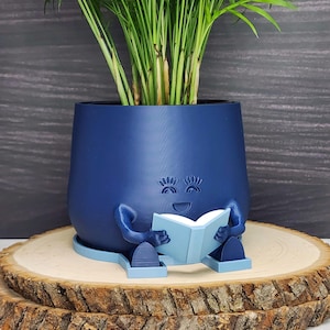 Happy Pot Book Planter | Relaxed Pose with a good book | Succulent planter | Book Nook  | Book Club Gift