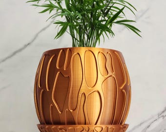 Voronoi Planter with Drainage – Sculptural Drip Planter, Unique Modern Desk Decor