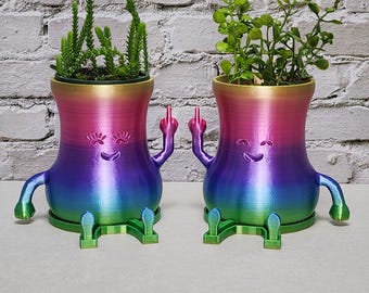 生意気な中指型プランター人形 | 多肉植物プランター | ジョークギフトポット | 面白いプランター | カップルへのギフト | かわいいスタイルのプランター
