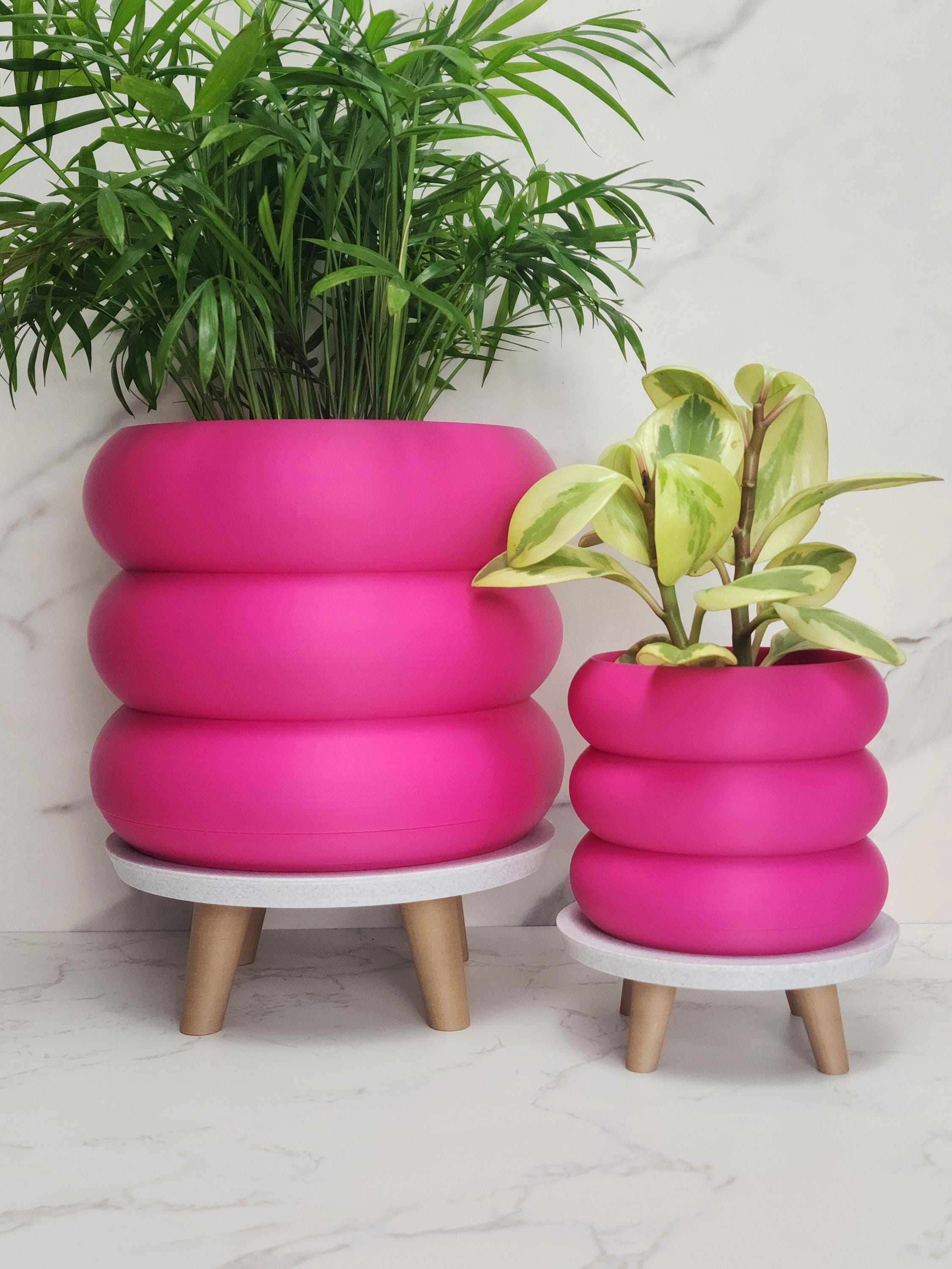Hot Pink Bubble Ring Planter Pot With Hidden Drip Tray - Etsy