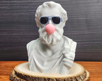 Aristotle Bust Statue: Pop Art Sculpture with Sunglasses & Gum