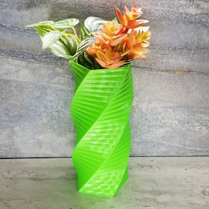 Silky Lime Green Twisted Flower vase | Table Vase | Home Decor