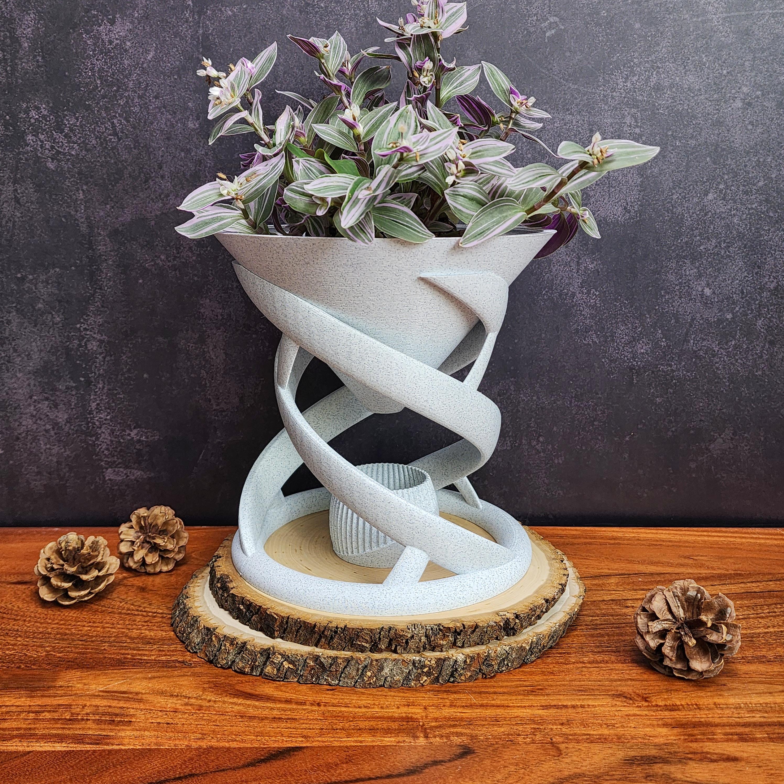 The Funnel Planter with Stand and Water Catch for Indoor House Plants |Innovative Décor | Modern & Original Design | Gift for Plant Lovers