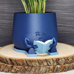 Maceta de lectura "Happy Pot" / Postura relajada con un buen libro / Maceta para suculentas / Rincón de lectura / Regalo para club de lectura