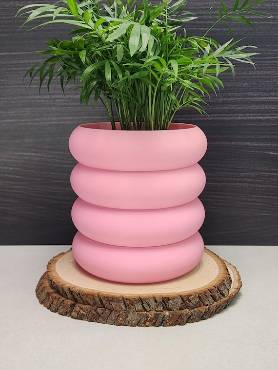 Rosa Bubble Ring Pflanztopf mit optionaler versteckter Abtropfschale