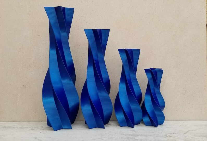 Silky Royal Sapphire Blue Twisted Star vase Table Vase Home Decor Unique Vase image 1