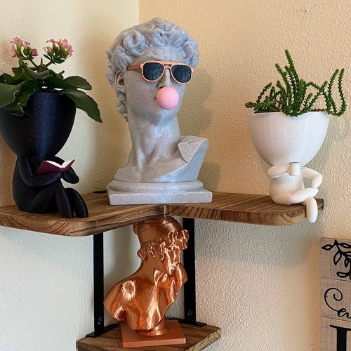 Michelangelo's David Bust with custom color glasses & Gum  |  David with gum | Pop Art