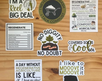 Regenerative Ag Sticker Bundle, No Till Farmer, Compost Lover, Vinyl Stickers, Farm Sticker, Rancher, Laptop Sticker, Water Bottle Stickers