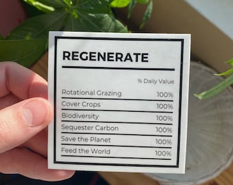 Regenerate Sticker, Regenerative Agriculture Sticker, Vinyl Stickers, Livestock Farm Sticker, Laptop Sticker, Water Bottle Stickers