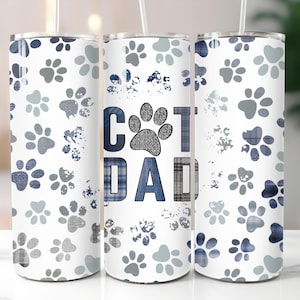 Embalagem para copo Cat Dad: design fino de 20 onças (download em PNG)