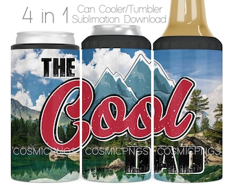 Dad Beer Can Cooler Sublimation Design, 4-in-1 Tumbler Wrap (Digital Download