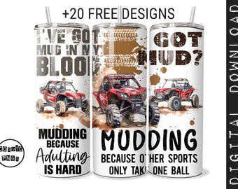 Mudding UTV Tumbler Wrap Sublimation PNG: Funny Off Road Design (Digital Download)