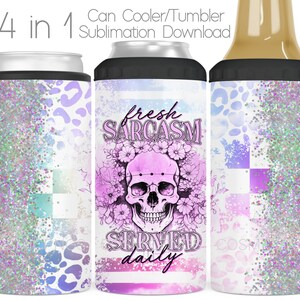 Sarcastic Skull 4-in-1 Can Cooler Wrap PNG Sublimation (Digital Download)