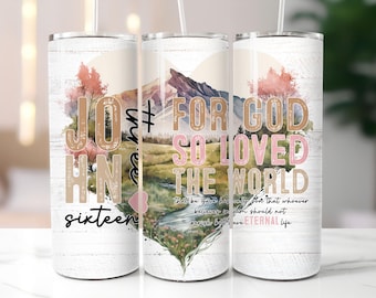 Christian Tumbler Wrap PNG, Floral Bible Verse Design (Digital Download)