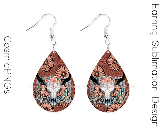 ALLIE - Leather Earrings || SILVER & BLACK WESTERN FLORAL, METALLI –  Brandy Bell Design