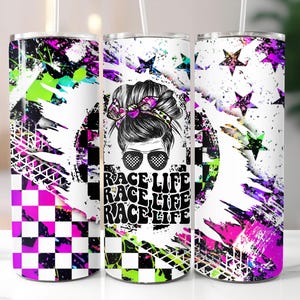 Racing Tumbler Wrap PNG 20 Unzen Skinny Tumbler Sublimation Womens Rasse Leben Tumbler Vorlage Leopard Rennspur Design Digitaler Download
