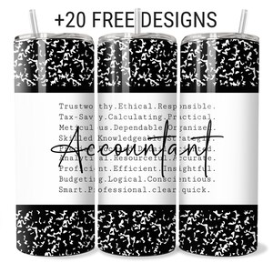 Accountant Tumbler Wrap PNG Sublimation Design Skinny 20oz Financial Accountant Quotes Digital Download