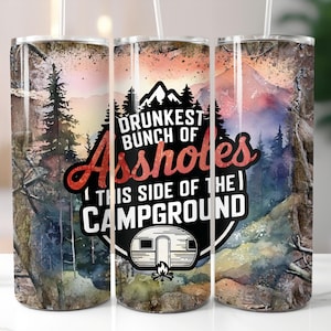 Vaso delgado de 20 oz para acampar, divertido, para hombres, con sublimación, diseño para bebidas en campamentos, descarga de vaso, diseño para acampar para chicos.
