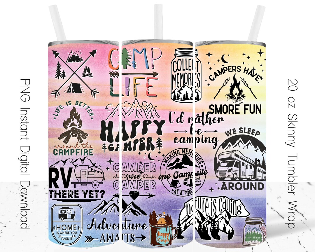 Funny Camping 20 Oz Skinny Tumbler Design Camper Life Tumbler Etsy