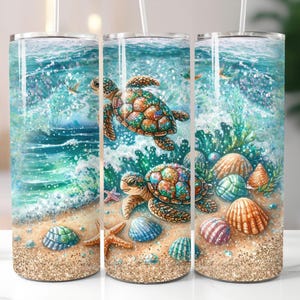 Sea turtle tumbler wrap sublimation png 20oz skinny tumbler template digital download