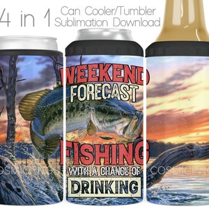 Vissen Design 4-in-1 blikkoeler sublimatiewikkel PNG Fisherman 4-in-1 koeler beker wrap sublimatie vissen met kans op drinken