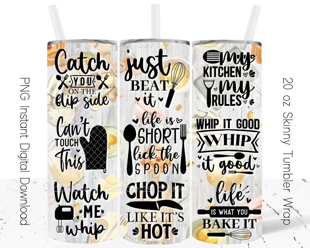 Funny Baking Design Tumbler Wrap Sublimation Design 20oz Skinny Cooking