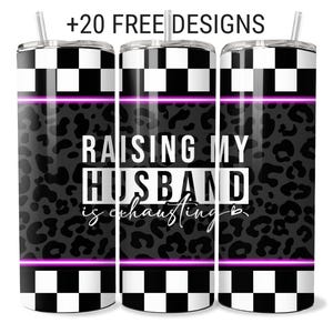 Funny Husband 20 oz Skinny Tumbler Sublimation Design Raising My Husband is Exhausting Quote Retro Wife Tumbler PNG Digital Download